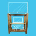 Alpha Phantom Creations Designer Wooden Universal Display Shelve Rest in Peace with tv example