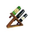 Alpha Phantom Creations Saguaro Cactus Designer Wooden Triangular-Shaped Wine Bottle Holder in varnish suede finish with bottles