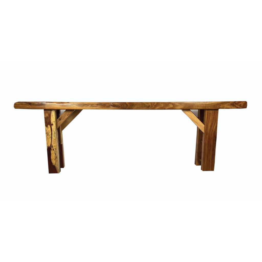 Designer Rustic Wooden Bench Sanding Sealer River of thought front view