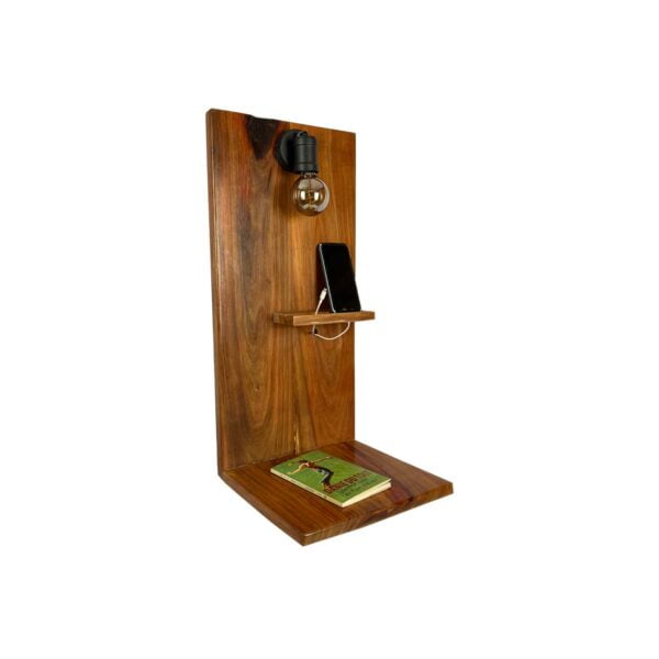 Designer Wall-Mounted Bedside Nightstand Table Sanding Sealer Kiaat Knightstand angled Designer Wall-Mounted Bedside Nightstand Table Sanding Sealer Kiaat Knightstand angled