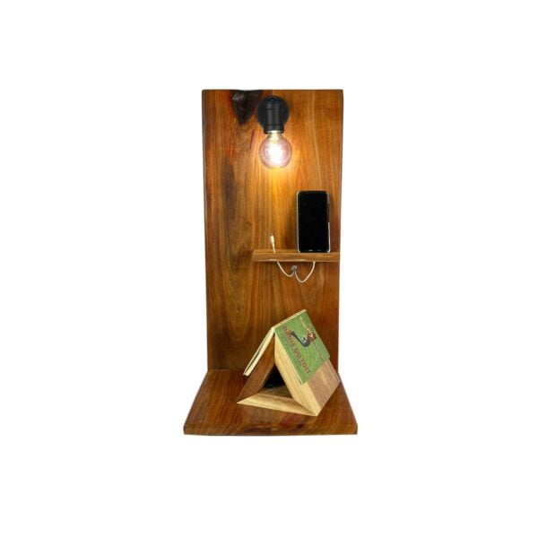 Designer Wall-Mounted Bedside Nightstand Table Sanding Sealer Kiaat Knightstand staged