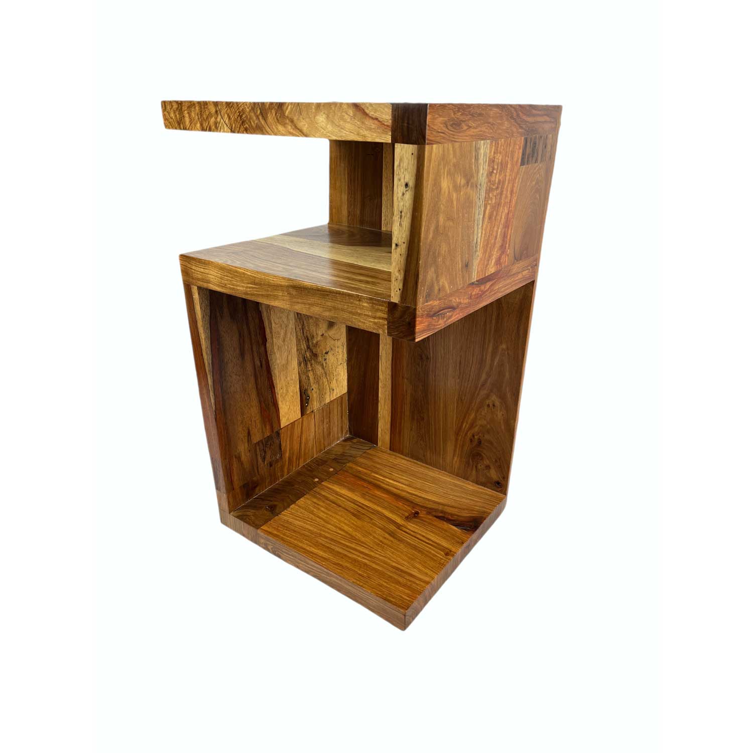 Designer Wooden Bedroom or Livingroom Side Table Sanding Sealer Kiaat Some Heavy Lifting full view