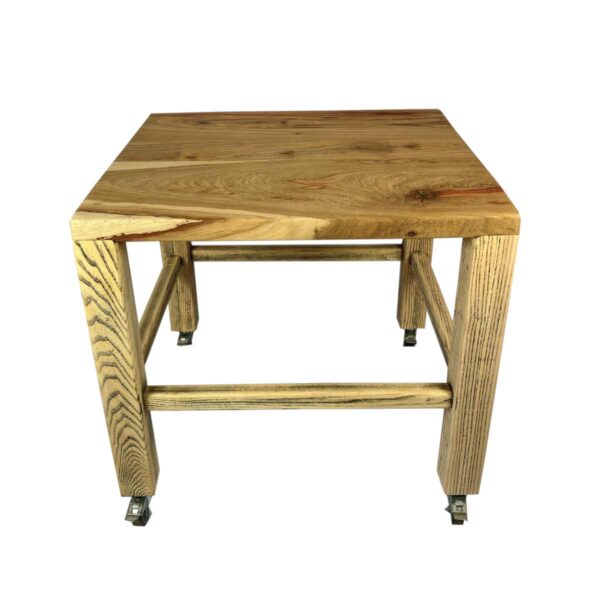 Designer Wooden Coffee Table on Wheels Raw Floating Island top back view Designer Wooden Coffee Table on Wheels Raw Floating Island top back view