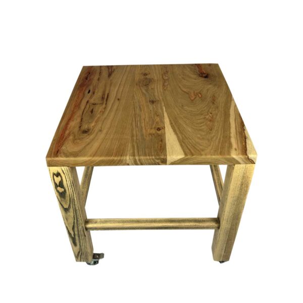 Designer Wooden Coffee Table on Wheels Raw Floating Island top view