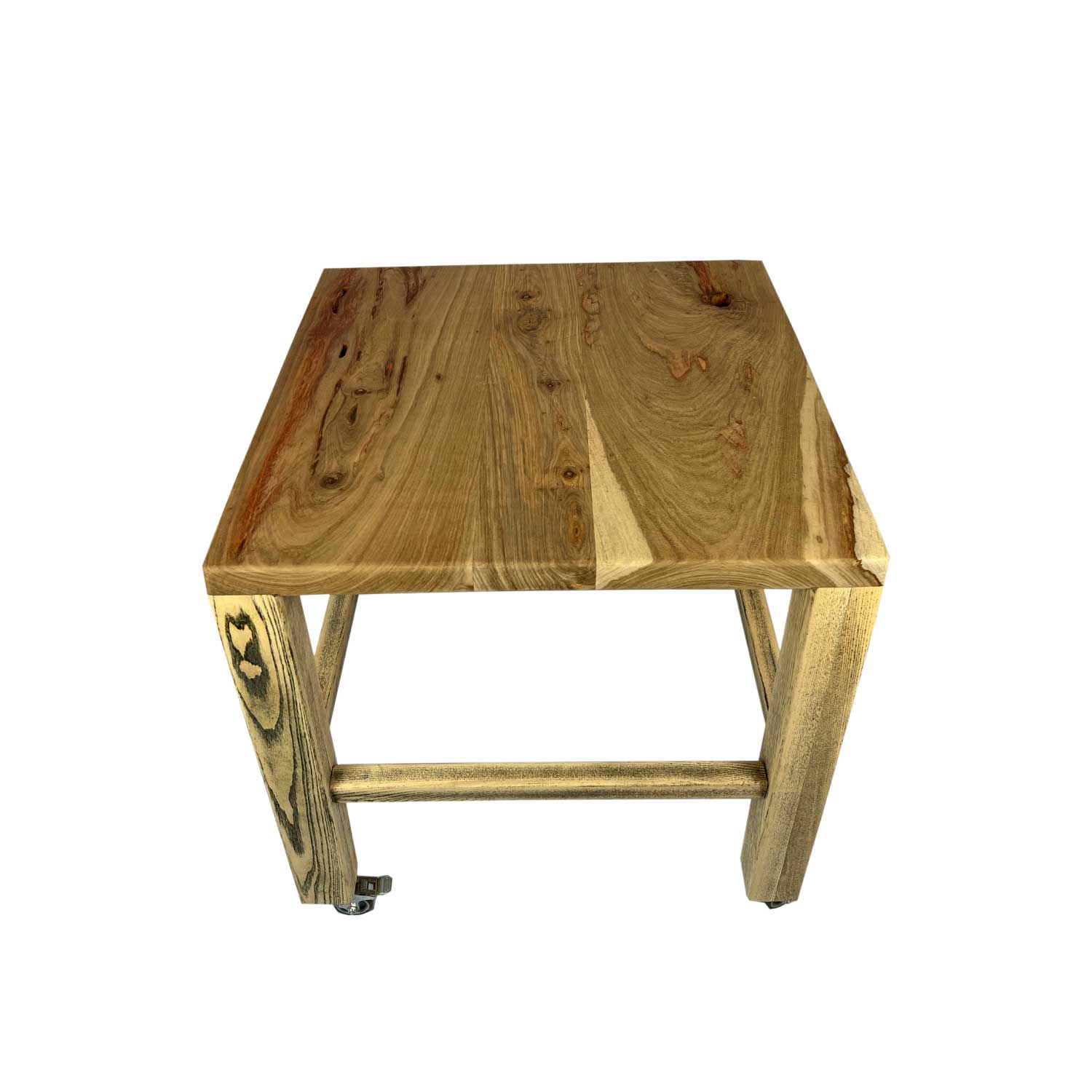 Designer Wooden Coffee Table on Wheels Raw Floating Island top view