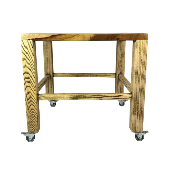 Designer Wooden Coffee Table on Wheels Sanding Sealer Floating Island front view Designer Wooden Coffee Table on Wheels Sanding Sealer Floating Island front view