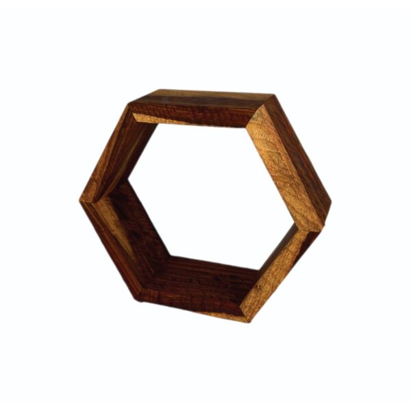 Designer Wooden Honeycomb-Shaped Floating Display Shelves front view Designer Wooden Honeycomb-Shaped Floating Display Shelves front view