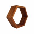 Designer Wooden Honeycomb-Shaped Floating Display Shelves side angled