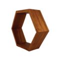 Designer Wooden Honeycomb-Shaped Floating Display Shelves side angled stained