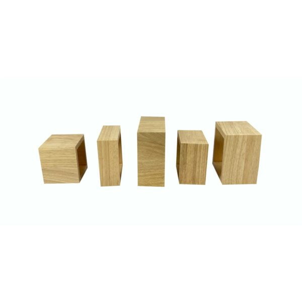 Designer Wooden Square-Shaped Floating Display Shelves Raw Rubber Such a square Side view Designer Wooden Square-Shaped Floating Display Shelves Raw Rubber Such a square Side view