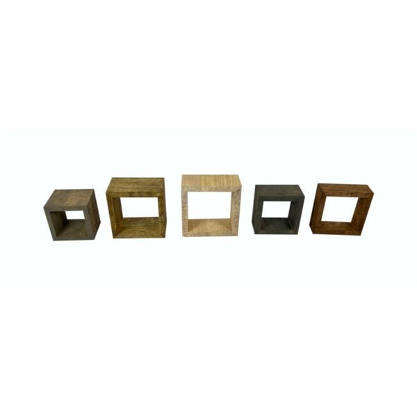 Designer Wooden Square-Shaped Floating Display Shelves Stained Rubber Such a square
