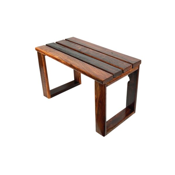 Alpha Phantom Creations Designer Wooden Bench Chieftain Breeze side angled stained Alpha Phantom Creations Designer Wooden Bench Chieftain Breeze side angled stained