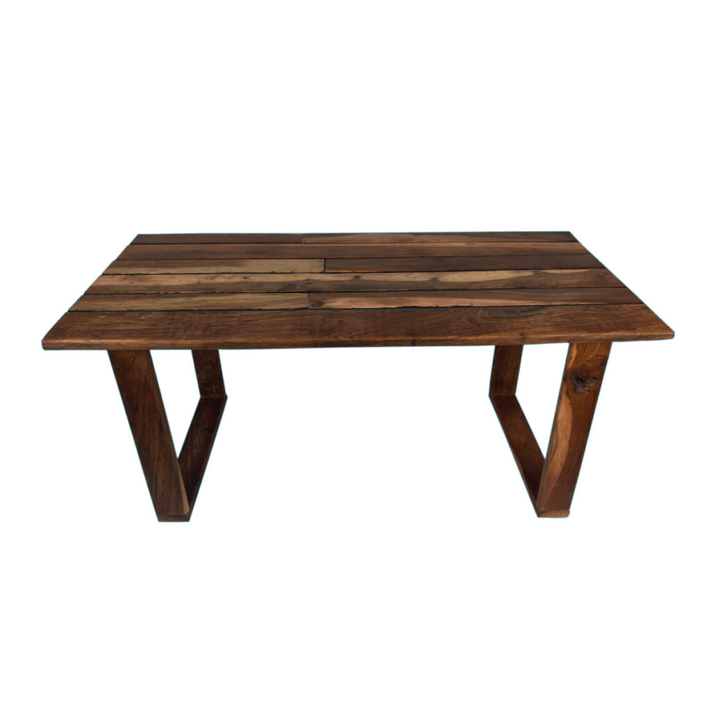 Designer Teak Coffee Table River Moss top Front view