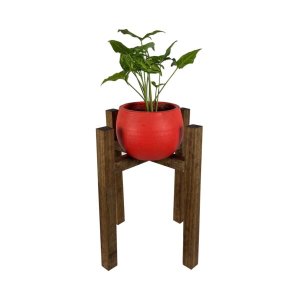 Alpha Phantom Creations Designer Wooden Pot Plant Stand Weatherman on top front view Alpha Phantom Creations Designer Wooden Pot Plant Stand Weatherman on top front view